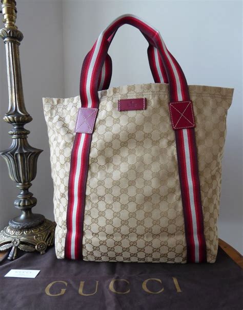 designer womens tote gucci|gucci canvas tote beige ebony.